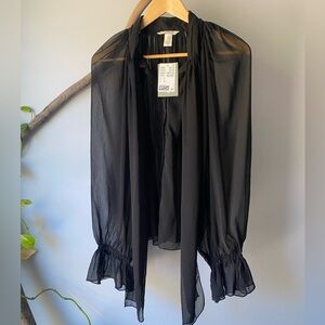 H&M Black Sheer Blouse NWT Size Small